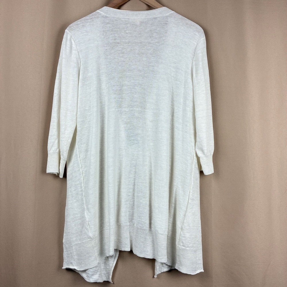 Eileen Fisher Womens Cardigan M Linen White Coastal Minimalist Layering Sweater - Picture 3 of 11